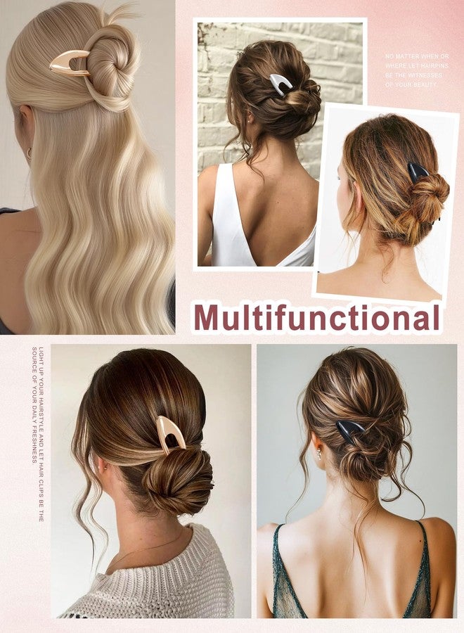 CHLINS French Hair Pins for Women 3 PCS Metal U-Shaped Hair Forks Sticks for Buns,Twist, Chignon & Updos – Secure All-Day Hold - Image 4